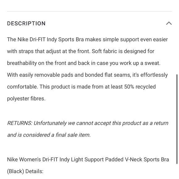 Nike Women's Black V-Neck Indy Sports Bra - Picture 3 of 8